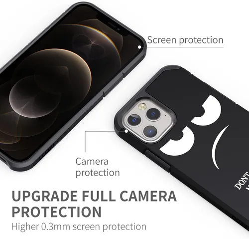Vista 4 de Funda para iPhone 12 Pro Max, bonita funda [Don't Touch My Phone] a prueba de golpes de doble capa protectora de silicona de plástico para niñas