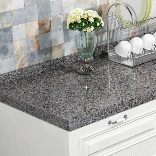 Vista 3 de Livelynine Papel adhesivo de granito oscuro para encimeras, despegar y pegar, cubiertas de encimera, papel tapiz de granito impermeable
