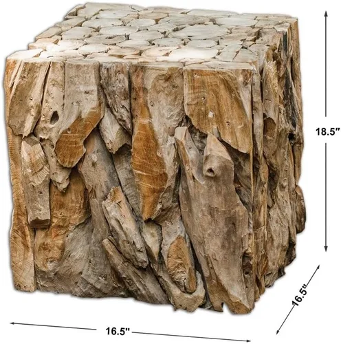 Vista 3 de Uttermost Mesa de cubo de madera de teca recuperada de 19