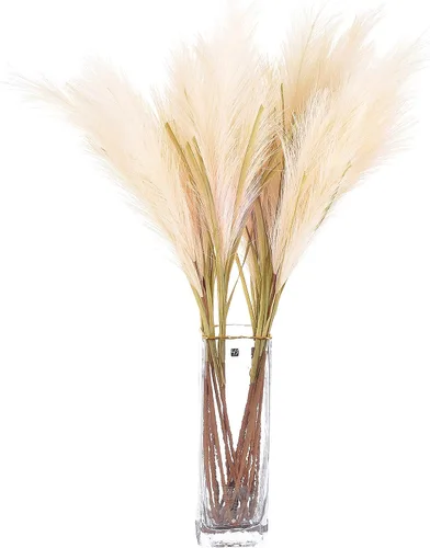 Vista 7 de Hierba artificial de las pampas, 6 piezas de 39 pulgadas de largo de tallo común, fragmitas de caña común, decoración bohemia para habitación Borgoña