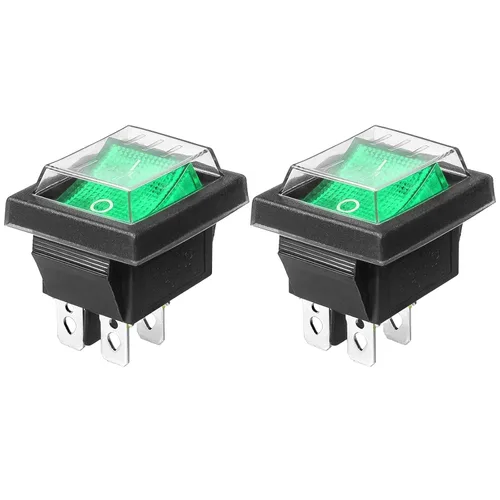 Vista 13 de KCD4 2Pcs DC 12V-24V 30A DPST interruptor basculante precableado de 4 pines y 2 posiciones ON/Off para barco con luz LED verde (Solo para DC12-24V)