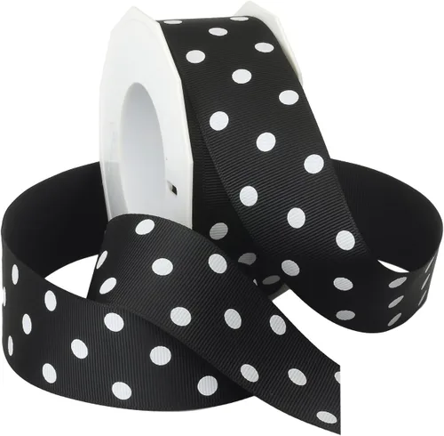 Vista 8 de Morex Ribbon grogrén cinta, 1 1/2" x 20 yardas, Socking Rosa con Blanco puntos (3908.38/20-175)