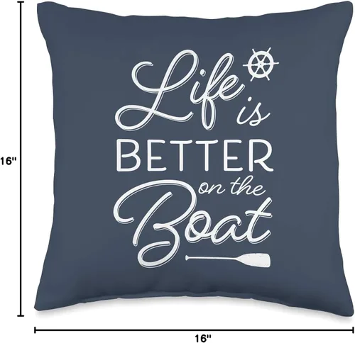 Vista 4 de Boat Gear by Vine Mercantile Life is Better Cool - Almohada náutica con temática náutica, 15.7 x 15.7 in, multicolor