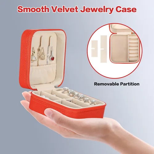 Vista 4 de LETURE Joyero pequeño organizador de 3 piezas para viajes, mini organizador portátil de joyería de viaje, caja de almacenamiento para anillos