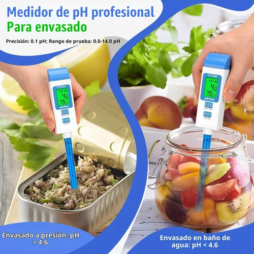 Vista 2 de Medidor de pH para Agua Probador de pH Digital con Sonda de pH de 4.6in Medidor de pH de Laboratorio Lector de pH con ATC para Enlatado Kit de Azul