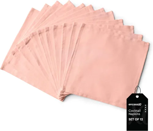 Vista 12 de Encasa XO Juego de 12 servilletas de tela de cóctel Servilletas de mesa de algodón puro Tamaño (9 x 9 pulgadas) B gris sólido Lavable a