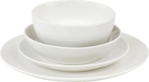 Vista 2 de Elama Camellia - Juego de vajilla de 16 piezas con tazones dobles de porcelana