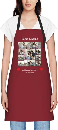 Vista 46 de Delantales personalizados para mujer, diseño de delantal de chef ajustable con nombre, textos, fotos, flores, regalos para el día de la madre
