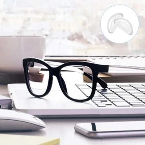 Vista 7 de 5 pares de almohadillas de nariz de silicona para gafas, protector de nariz suave antideslizante para gafas (transparente/0.079 pulgadas)