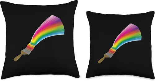 Vista 3 de Painter Art Designs Paintbrush Painting Rainbow Art - Almohada de 16 x 16 pulgadas, multicolor