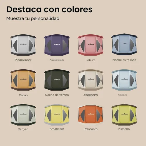 Vista 6 de ACACIA - Tienda de campaña para acampar, tienda desplegable con 8 ventanas y estera, tienda central impermeable y resistente al viento, fácil