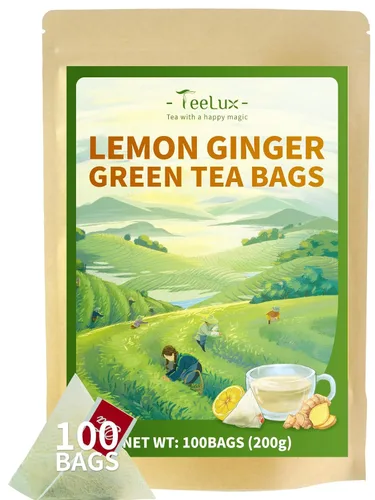 Vista 23 de TeeLux Bolsas de té verde menta, té verde con menta, menta verde y citronela, con cafeína, 100% real y natural, 100
