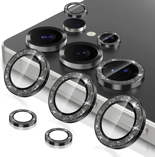 Vista 139 de Casetego Protector de lente de cámara para Galaxy Z Fold 8, [Diseño de purpurina mejorado], [Fuerte adherencia], lente de vidrio templado 9H negro