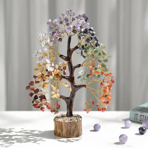 Vista 6 de FASHIONZAADI Árbol de cristal curativo de 7 chakras, árbol de la vida de cristal para decoración del hogar, decoración de escritorio de oficina