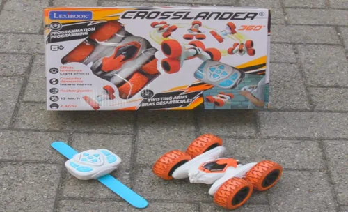 Vista 9 de LEXiBOOK - Crosslander Luminous Terrain Car, control remoto de muñeca, recargable, kit de acción electrónica, blanco/naranja
