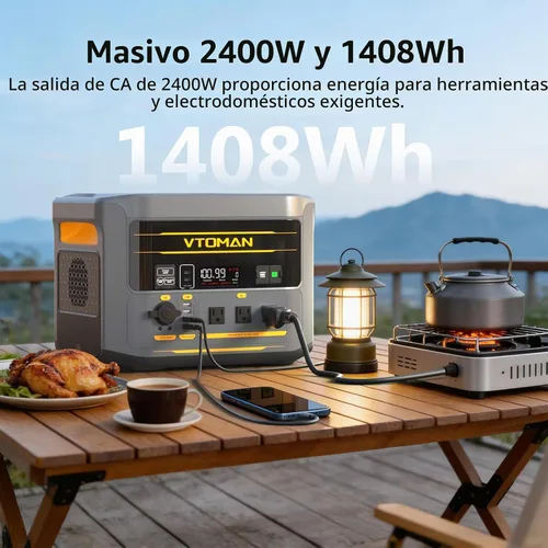 Vista 3 de VTOMAN Estación de energía portátil FlashSpeed 2400, batería LiFePO4