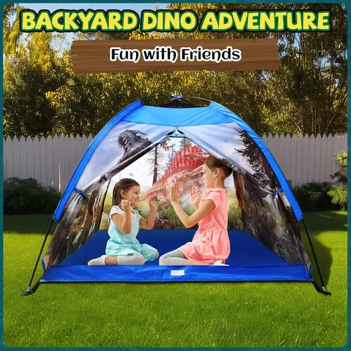Vista 4 de Tienda de campaña de dinosaurio para niños de 48 x 48 x 43 pulgadas realista para niños pequeños como juguetes de dinosaurio, perfecta para niños