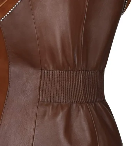Vista 4 de Cuadra Chaleco Western Chic para mujer en piel auténtica