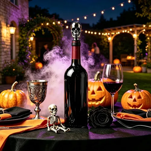 Vista 6 de Tapón de vino con calavera de Homestia, tapón de botella protector de vino, corchos de vino reutilizables para bebidas, protector de vino Negro