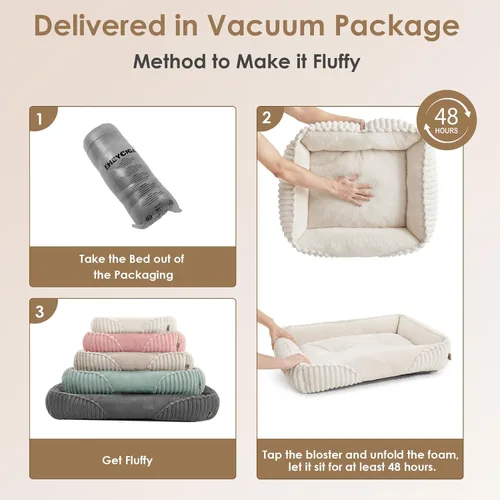 Vista 8 de EHEYCIGA Linda cama para perro de tamaño mediano, cama para mascotas de 30 Crema
