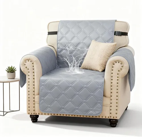 Vista 36 de XINEAGE Funda impermeable para sillón, funda para sofá de 1 plaza con correas elásticas y bolsillos, triple protección antideslizante, lavable