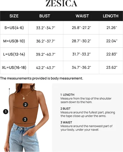 Vista 6 de ZESICA Camisetas sin mangas de verano para mujer, cuello de tortuga, de punto acanalado, ajustadas, básicas, casuales