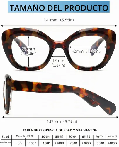 Vista 6 de JM Gafas de lectura con ojo de gato para mujer, lectores de computadora con bloqueo de luz azul con bisagra de resorte Paquete de 2 fotocromáticos