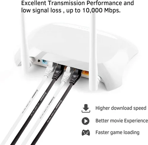 Vista 7 de Cable blindado Cat 7 para conexión de Ethernet (cable de la más alta velocidad), plano, tiene un conector RJ45 a prueba de enganche, para módem