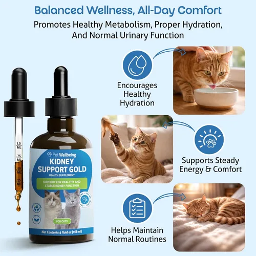 Vista 2 de Pet Wellbeing Soporte renal Gold para gatos – Apoya la función renal normal y la desintoxicación, hidratación saludable y energía con Rehmannia