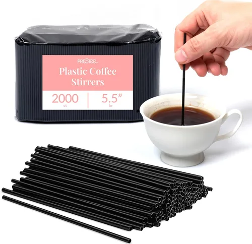 Vista 7 de Prestee Agitadores de café de plástico, 2000 unidades, 5 pulgadas, pajitas de plástico, bebidas y palitos de café, palitos de cóctel Swizzle
