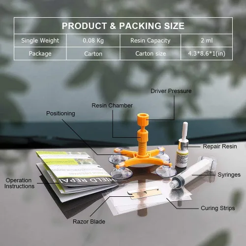 Vista 4 de 2 Bottles Car Windshield Repair Kit - Windshield Chip Repair Kit for Cracks