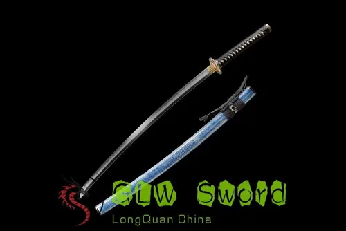 Vista 4 de GLW - Espada real de espiga completa de 41 pulgadas, Katana samurái japonesa hecha a mano, arcilla templada, acero plegado