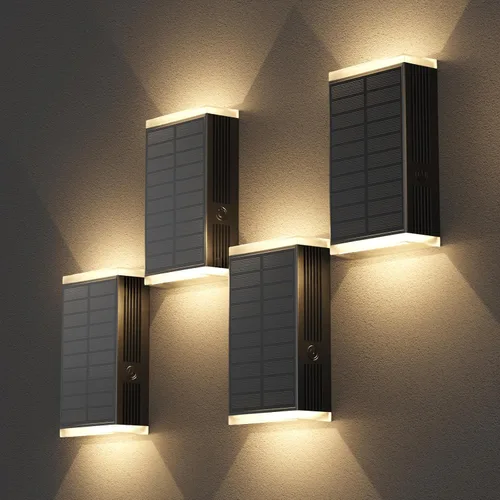 Vista 9 de Lámpara solar de pared para exteriores, 3000/4000/6000K, 3 modos de iluminación del atardecer al amanecer, aplique de pared IP67, impermeable