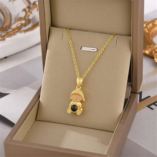 Vista 2 de AHAFEI Exquisite Fashion Smiling Face Necklace Personality Projection Buddha Jewelry Elegant Lady Lucky Safe Wealth Pendant Accessories 1Pcs