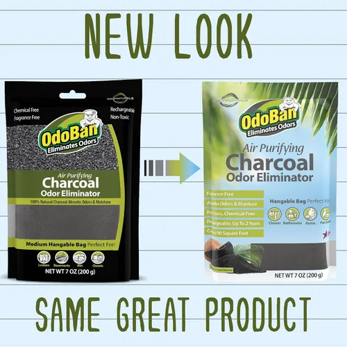 Vista 3 de OdoBan Eliminador de olores natural de carbón purificador de aire, fórmula no tóxica, fabricado en los Estados Unidos, sin fragancia, bolsa de 7.05