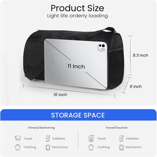 Vista 3 de C&F BOGMOST Pequeña bolsa de gimnasio para mujeres y hombres, pequeña bolsa de lona ligera, bolsa de viaje, bolsa de deporte impermeable