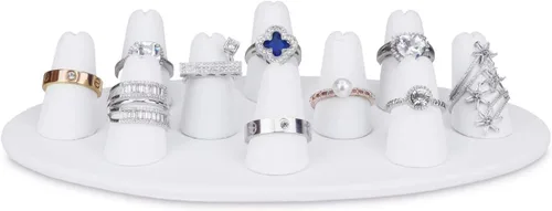Vista 3 de MOOCA Exhibidor de anillos en forma de dedo de alta calidad para 10 anillos adecuados para exhibir y regalar joyas personales y productos