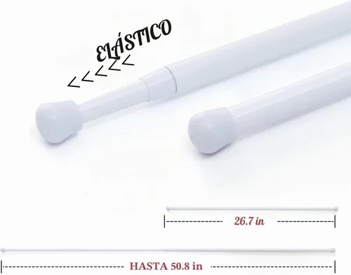 Vista 3 de jinchan Barras de cortina para puerta francesa, barras de cortina blancas ajustables sin taladrar con ganchos adhesivos, aluminio de 26 a 50 #Blanco