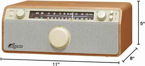 Vista 4 de Sangean WR-12 AM/FM/Aux-in Radio de gabinete de madera analógica estéreo (nogal)