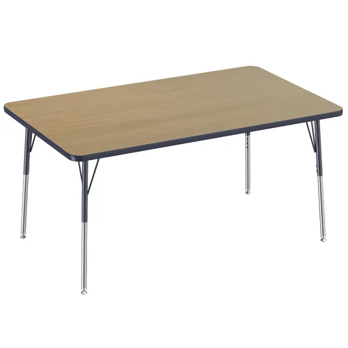 Vista 146 de FDP - Mesa rectangular para actividades escolares y de oficina (24 x 36 pulgadas), patas estándar con deslizadores giratorios, altura ajustable