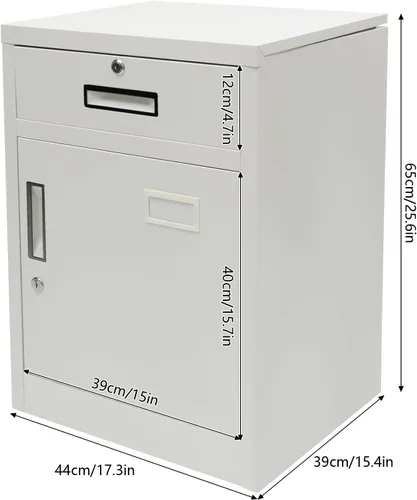Vista 3 de Archivador independiente de 2 niveles con cerradura, gabinete de metal con bloqueo debajo del escritorio, archivador para el hogar y la oficina