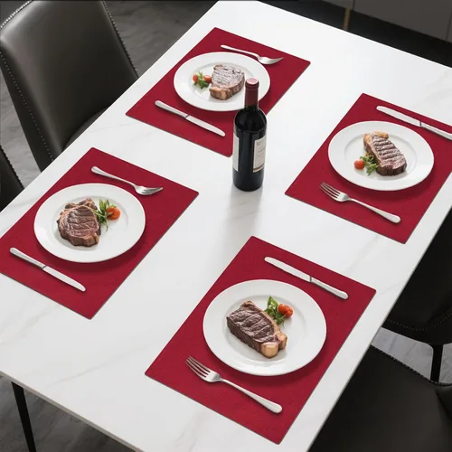 Vista 6 de Juego de 6 manteles individuales de tela de lino de doble capa, tejido de algodón, para decoración de mesa de cocina, casa de campo, resistentes al