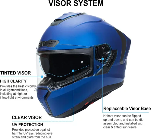 Vista 4 de Cascos de Motocicleta con Doble Visera Casco Integral para Adultos, Jóvenes, Hombres y Mujeres, Aprobado por ECE y DOT, Casco para Motocicleta, Moto