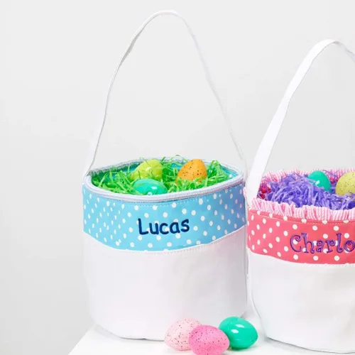 Vista 8 de Cesta de Pascua personalizada suave y ligera (rosa bebé)