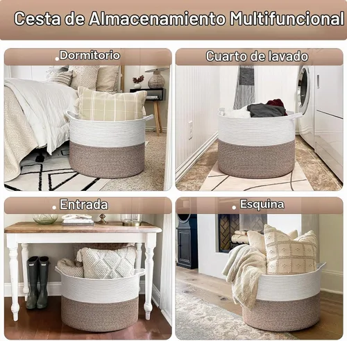 Vista 3 de Goodpick Cesta de manta tejida grande para sala de estar y sala de juegos Mele