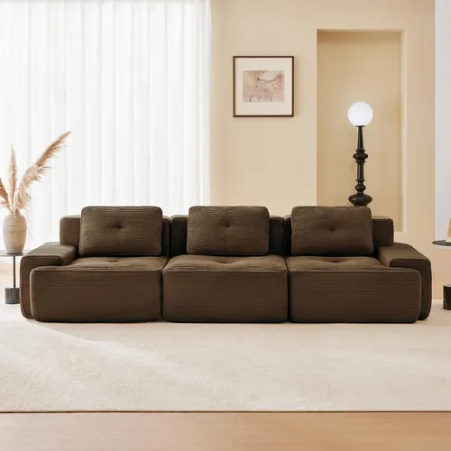 Vista 97 de Sofás modulares sin hueso de 152.8 pulgadas para sala de estar, sofá modular con diván en forma de L, cómodo asiento profundo tapizado de tela