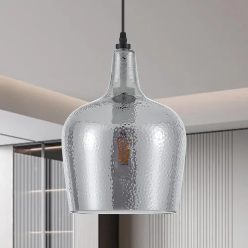 Vista 10 de Lámpara Colgante de Vidrio Moderna de Latón 1 Luz Individual con Cúpula Luminarias Colgantes para Isla de Cocina Comedor Pasillo, Diámetro 9 Latón