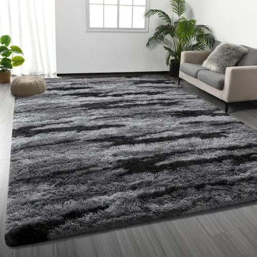 Vista 17 de Deerhoo Alfombra de Área Shag, 4 X 6 Alfombras de Felpa Suaves para Sala de Estar, Alfombra Ultra Suave Esponjosa y Peluda para Dormitorio, Alfombra