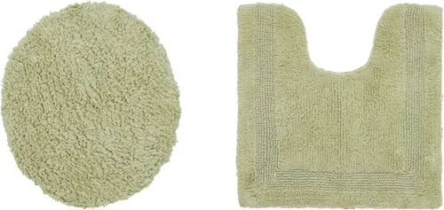Vista 604 de Better Trends - Juego de 2 alfombras de baño 100% algodón, extra suaves, con borlas, de 17" x 24", alfombra de baño superabsorbente y reversible