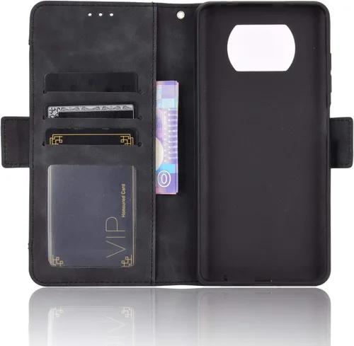 Vista 3 de Funda para Xiaomi Poco X3 NFC Funda Funda para Xiaomi Poco X3 MZB07Z2IN / Poco X3 NFC Funda Flip PU Cuero Negro